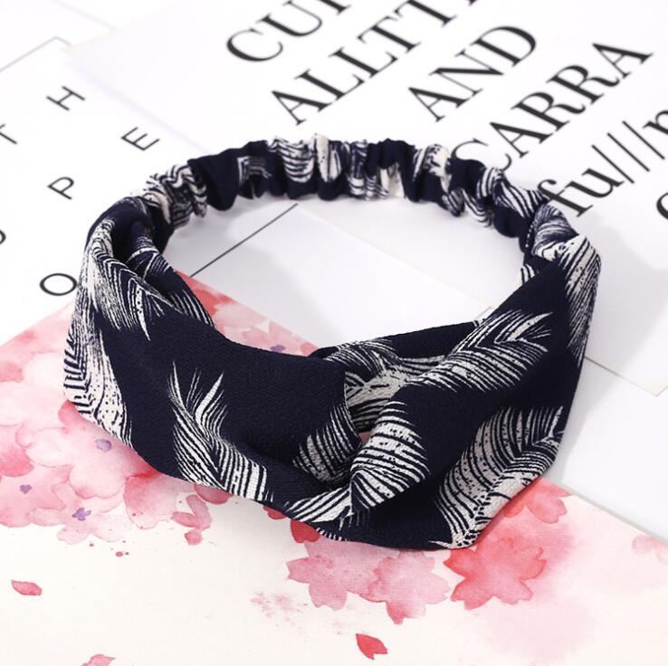 Women Retro Style Hairband floral Print Headband Cross Women dealsniper-net M1