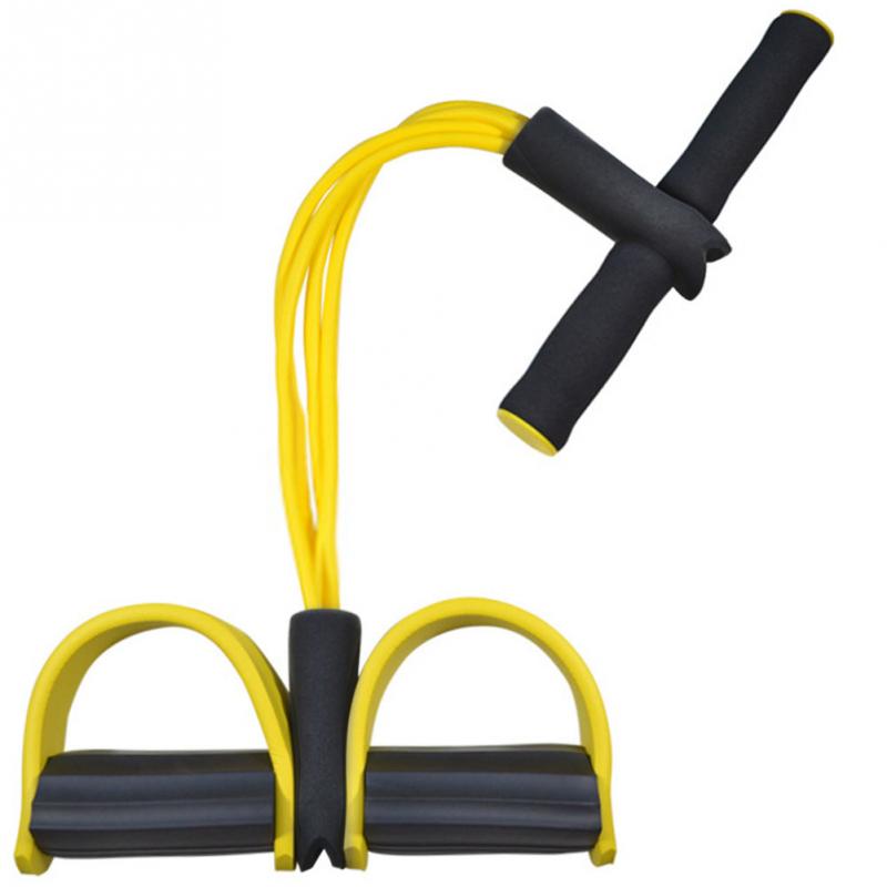 Natural Latex Foot Pedal Elastic Pull Rope with Handle Fitness