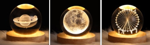Luminous Starry Sky And Planets Moon Moon Crystal Ball Night Lamp