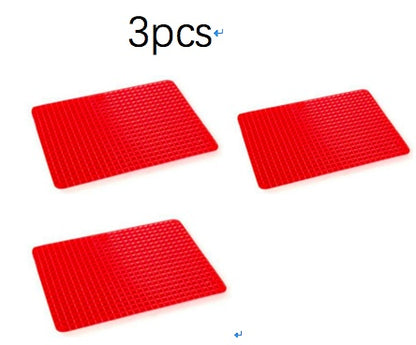 Non-Stick Silicone Pyramid Cooking Mat Baking Mat Kitchen dealsniper-net Red 3pcs