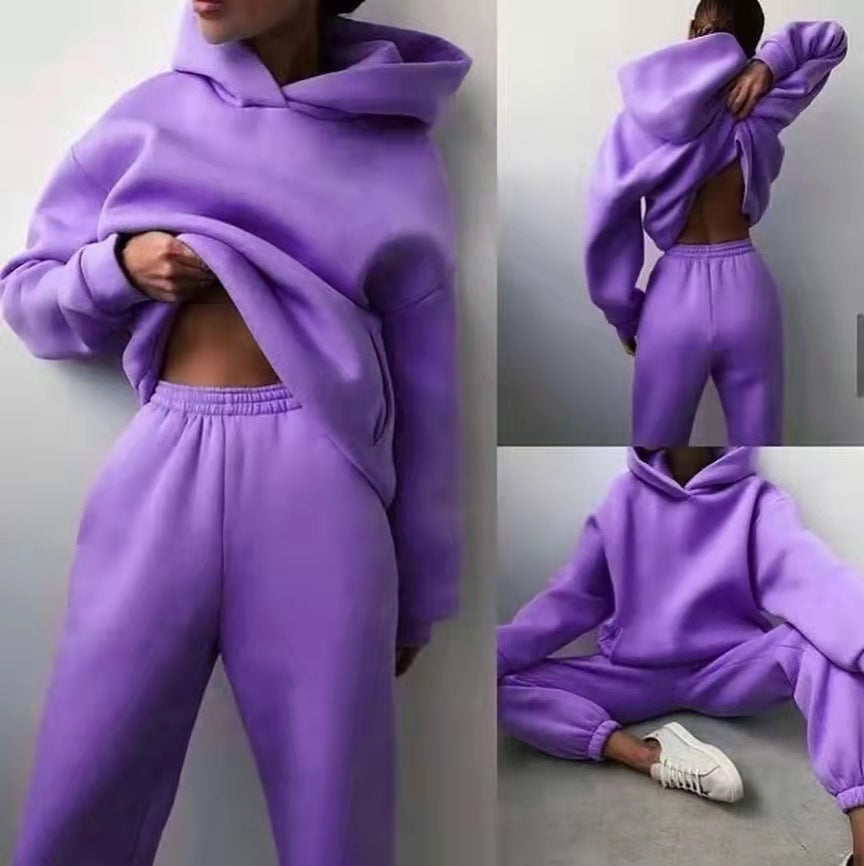 Women's Casual Hooded Sweater Two-piece Suit Clothes Hoodie Tracksuit Women DealSniper.net