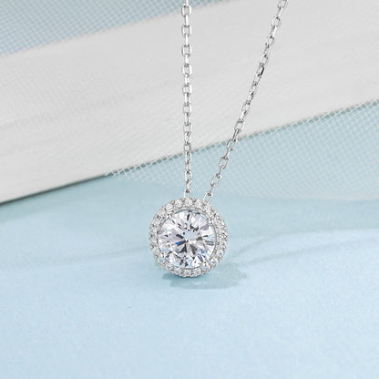 S925 Sterling Silver Moissanite Jewelry Set Jewelry dealsniper-net 1ct Mosang Diamond Necklace