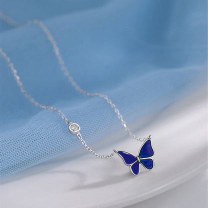 S925 Sliver Color-changed Butterfly Necklace Fashion Novelty Jewelry Jewelry dealsniper-net