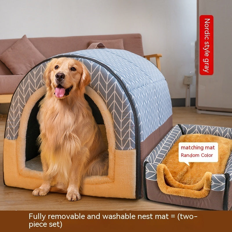 Large Dog House Type Pets Can Be Dismantled And Washed Pets DealSniper.net Gray A 3XL