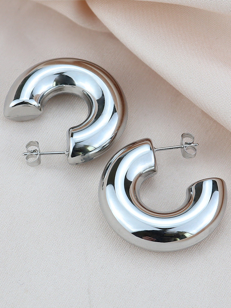 Senior Sense Of Ladies Stainless Steel Hollow Earrings Jewelry dealsniper-net