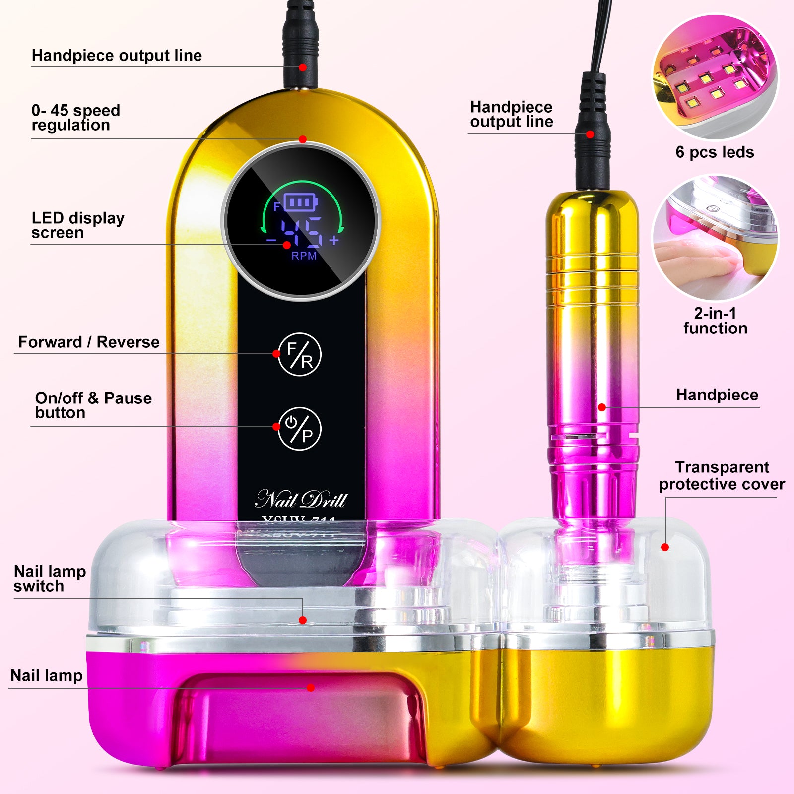 45000RPM Professional Nail Drill Kit Nail Polishing Machine Beauty dealsniper-net