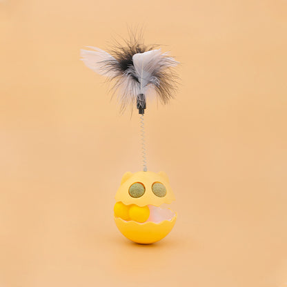 Cats Feather Toy Rotate Cat Tumbler Teaser Catmint Roller Pets Gym From House Lemon Yellow 26x8cm