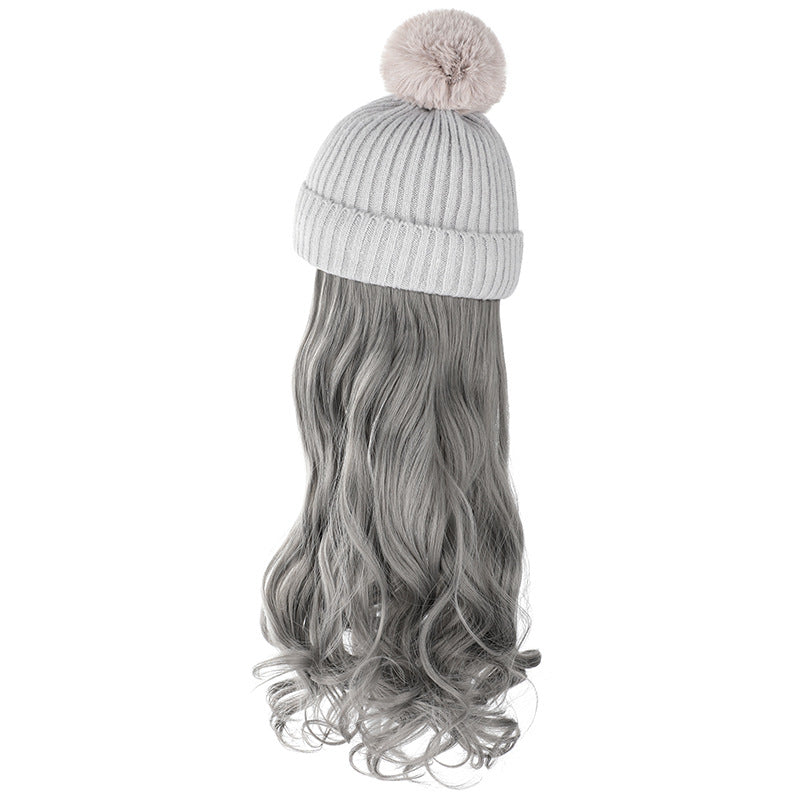 Autumn And Winter New Removable Fashion Woolen Hat Beauty Gym From House Gray Granny Grey