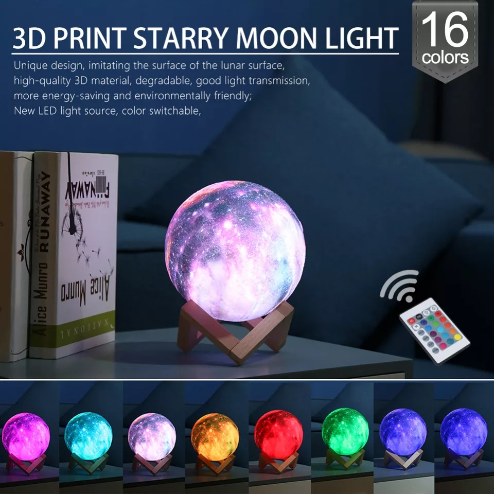 LED USB Star Galaxy Moon Lamp Stand Remote 3D Bedroom Home Decor DealSniper.net