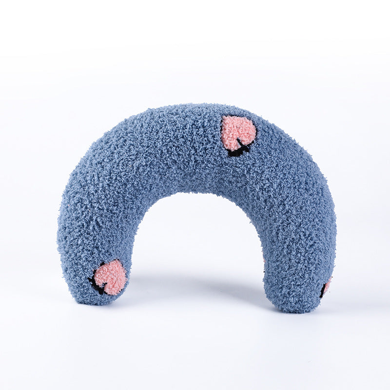 U-shaped Cat Toy Pillow To Protect Cervical Vertebra Pet Sleeping Pillow Soft Sounding Deep Sleep Pets DealSniper.net Blue