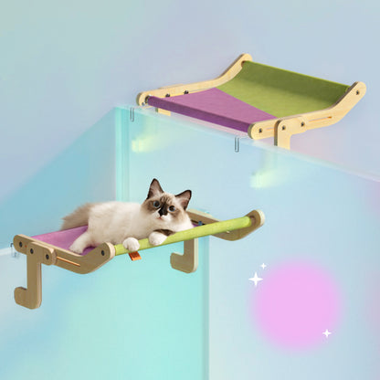 Mewoofun Pet Cat Window Perch 4 Color Wooden Assembly Hanging Bed Deals DealSniper.net Purple