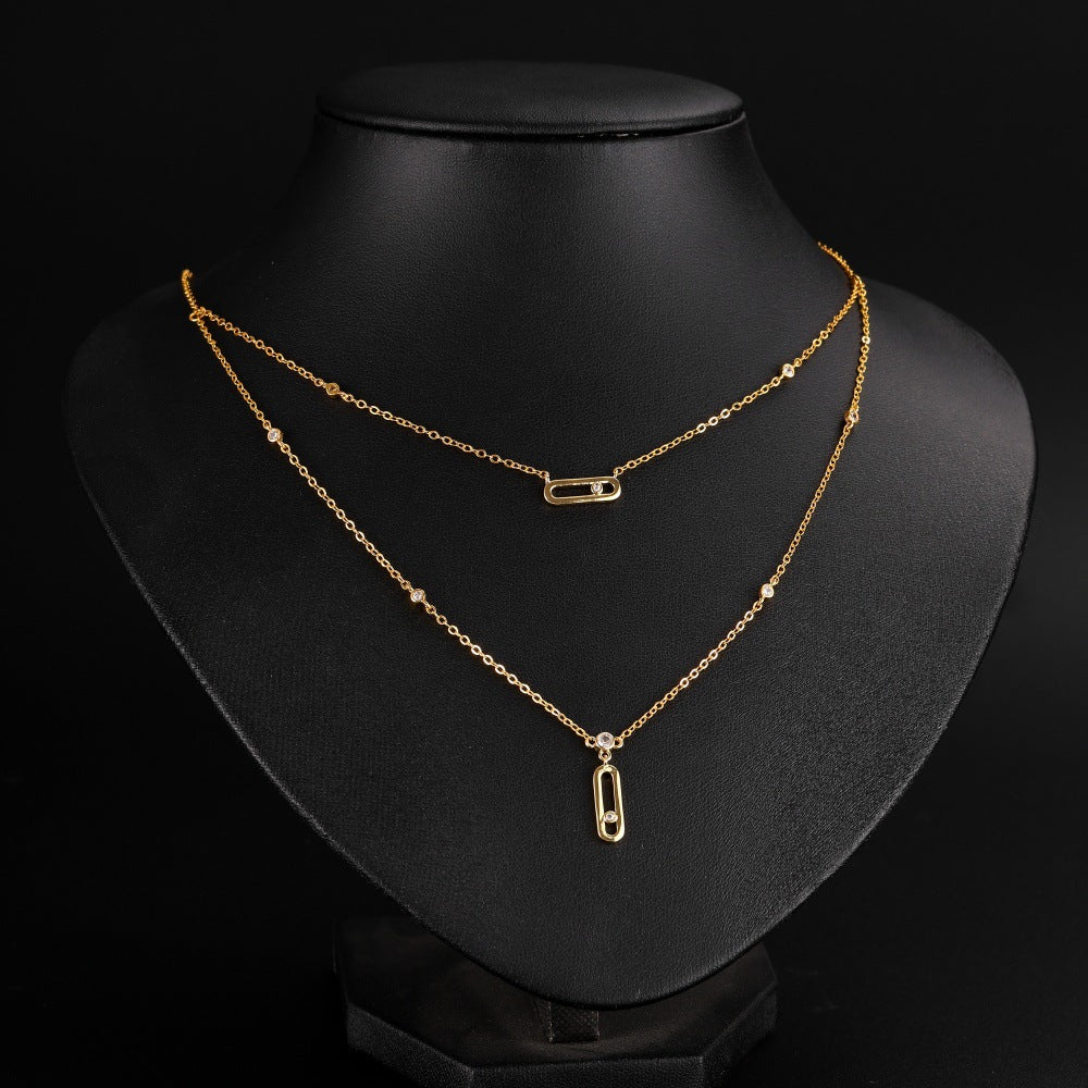 Cross-Border Classic Square-Shaped Light Luxury High-End Necklace Jewelry Gym From House Np2316 necklace gold