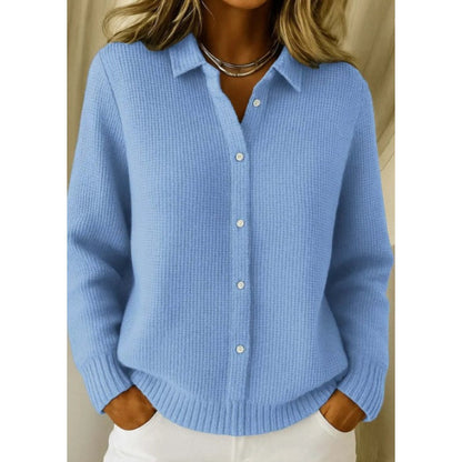 Casual Fashion Button Knitted Lapel Sweater For Women Women Gym From House Sky Blue 5XL