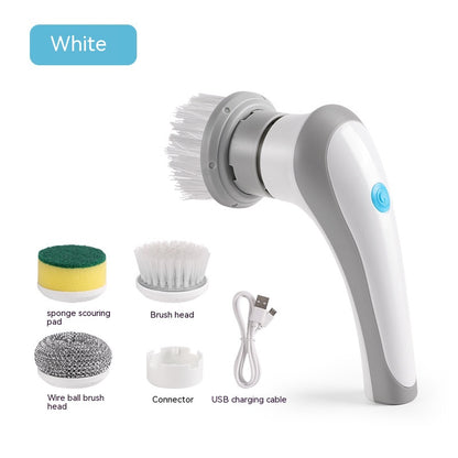 Electric Cleaning Brush 4 In 1 Spinning Scrubber Handheld Kitchen dealsniper-net White