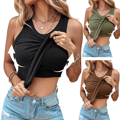 Round Neck Vest With Bra Summer Sleeveless Women dealsniper-net