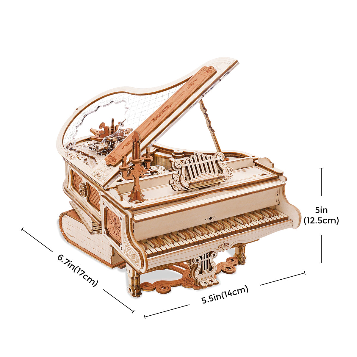 3D Wooden Puzzle Magic Piano Mechanical Music Box Toy Gift