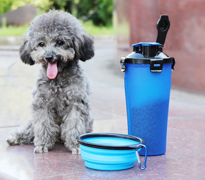 2 In 1Pet Water Bottle Dispenser Travel Portable Bowl Pets Gym From House