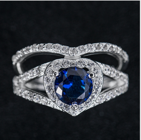 Heart-shaped Diamond Ring Jewelry dealsniper-net Blue 10