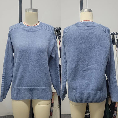 European Milk Blue Bedford Cord Sweater Women's