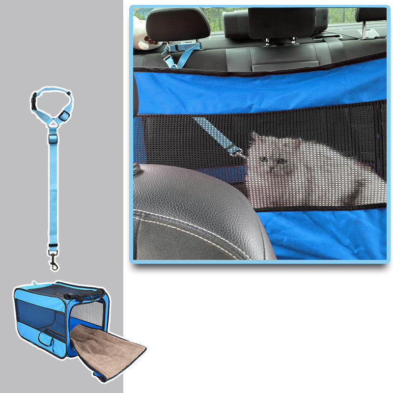 Pet Travel Carrier Bag Portable Pet Bag Folding Fabric Pet Carrier Pets dealsniper-net Blue With pet safety belt M