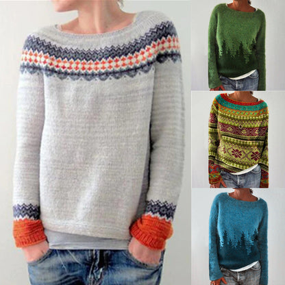 Women's Round-neck Loose Multicolor Fashion Pullover