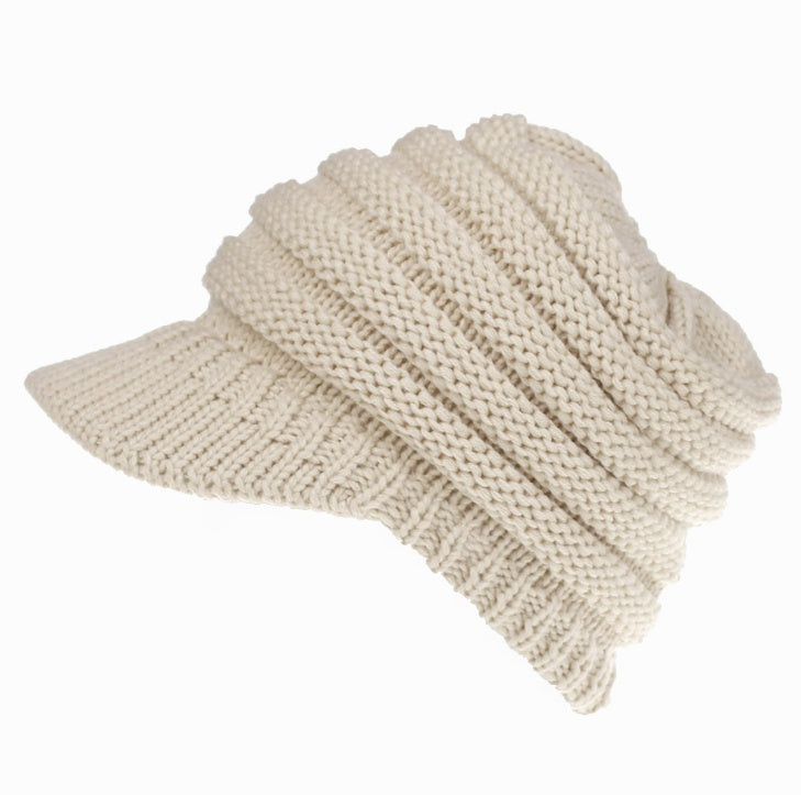 Women Ponytail Beanies Autumn Winter Hats Female Women dealsniper-net Beige 56x58cm