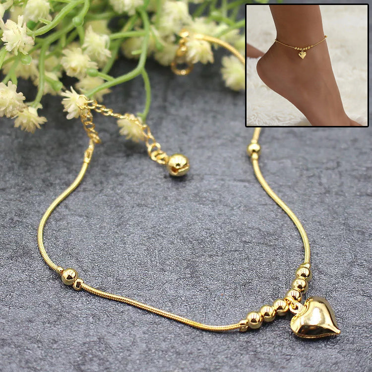 Gothic Gold Color Heart Pendant Anklet For Women Jewelry dealsniper-net
