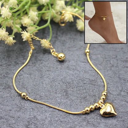 Gothic Gold Color Heart Pendant Anklet For Women Jewelry dealsniper-net