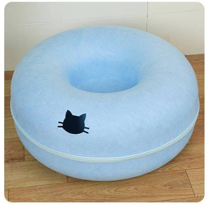 Pet Bed Comfortable Round Cat Tunnel Pets Gym From House Cat Sky Blue Window 50x50x20cm
