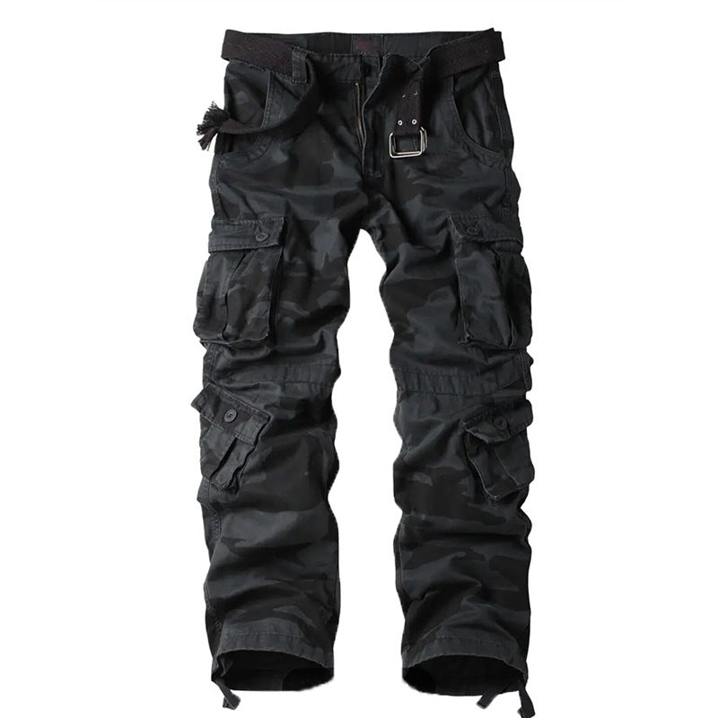 Men's Cargo Pants 3D Multi Pockets Loose Straight Leg Work Pants Men Gym From House Black Camo 29