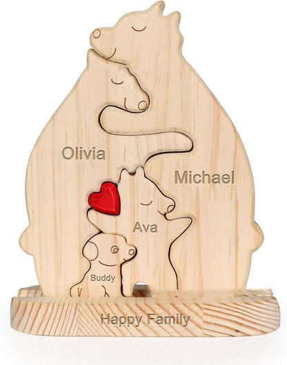 Wooden Hug Bear Pet Family Puzzle Set Hobby Gym From House 3 pets