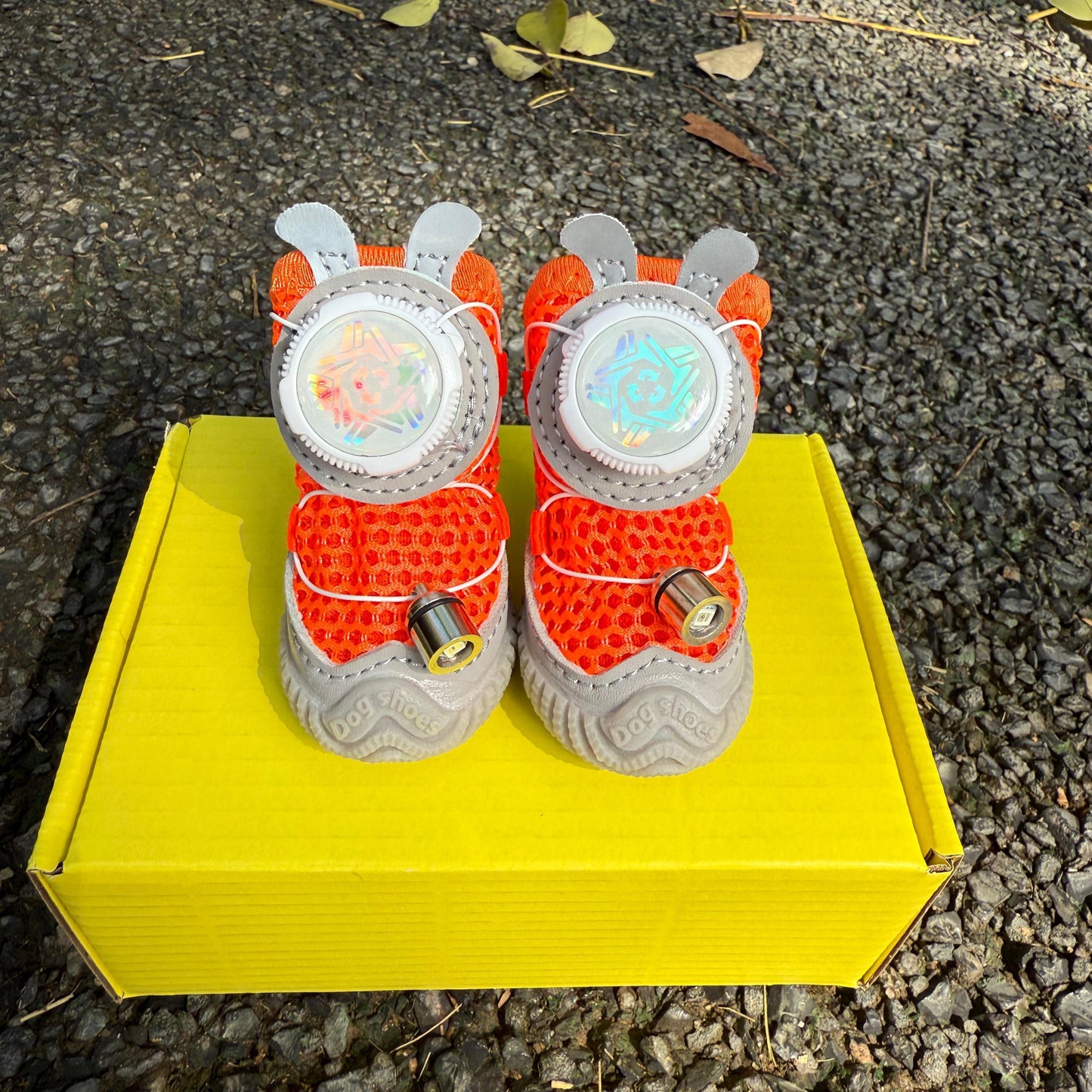 New Glowing Dog Shoes 4PCS LED Light-Up Anti-Slip Paw Protector Pets Gym From House Orange L 1.61W 2.2L