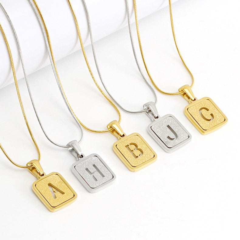 Alphabet Necklace 26 Letters Hollow Out Square 18K Necklace Fashion Jewelry Jewelry dealsniper-net