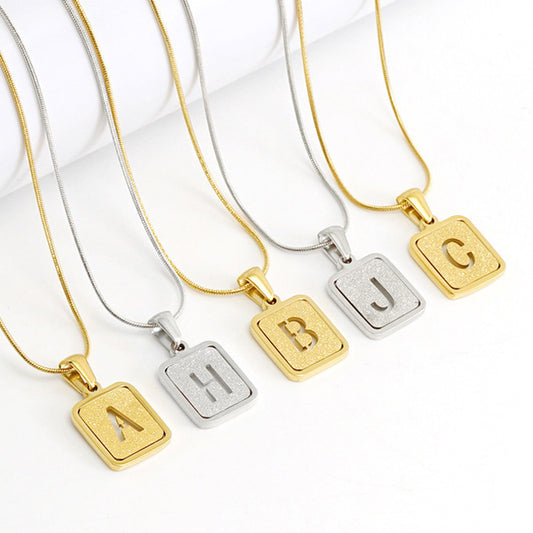 Alphabet Necklace 26 Letters Hollow Out Square 18K Necklace Fashion Jewelry Jewelry dealsniper-net