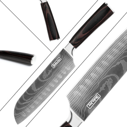 Qulajoy Santoku Knife, High Carbon Stainless Steel Chef Knife Japanese Kitchen Knives With Ergonomic Pakkawood Handle, Chopping Knife For Home Kitchen Cooking Kitchen DealSniper.net