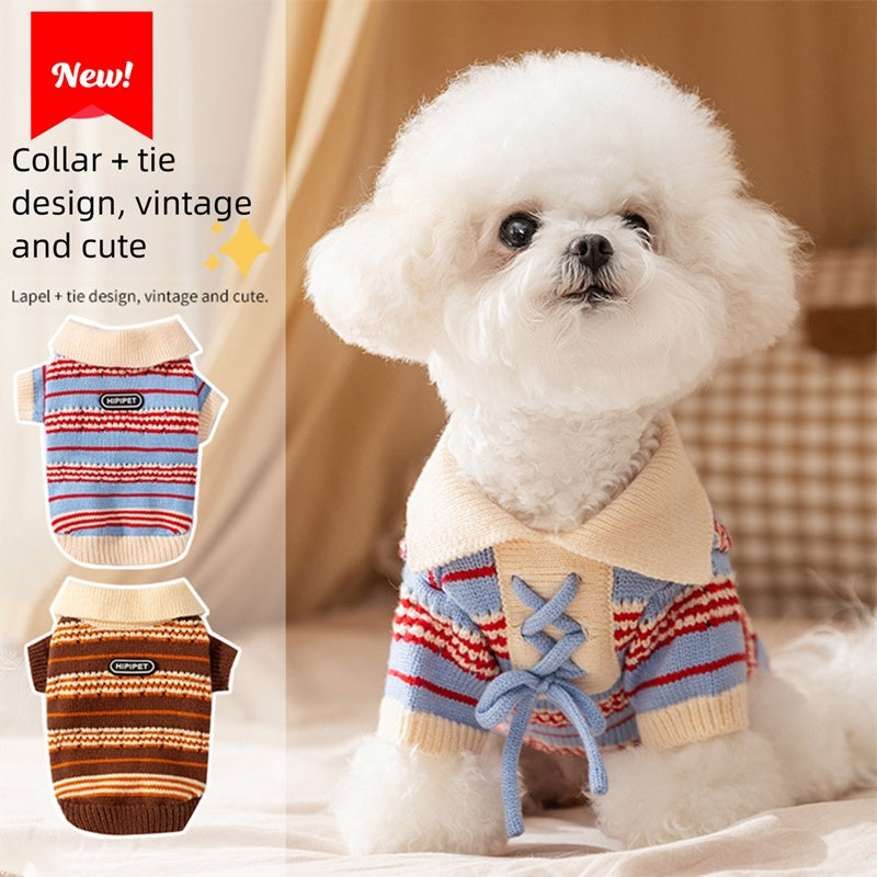 Cat Sweaters Cold Weather Dog Striped Pullover Pets dealsniper-net
