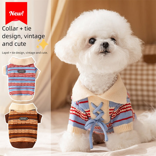 Cat Sweaters Cold Weather Dog Striped Pullover Pets dealsniper-net