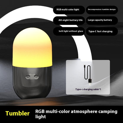 LED Light For Camping Type-c Charging Portable RGB Small Night Lamp