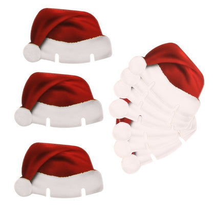 10PcsLot Paper Red Christmas Hat Wine Champagne Tipple Cup