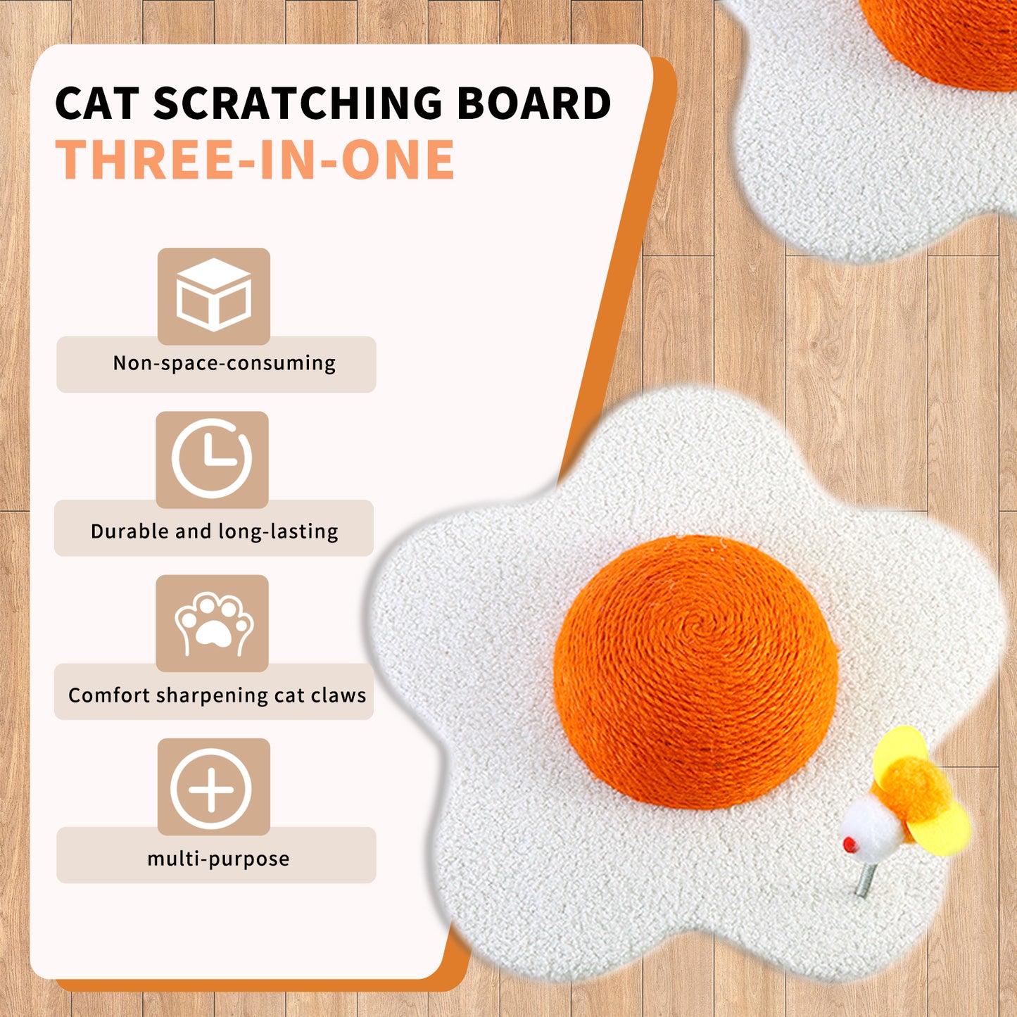 Three-in-one Cat Scratcher Space-saving Design Pets dealsniper-net