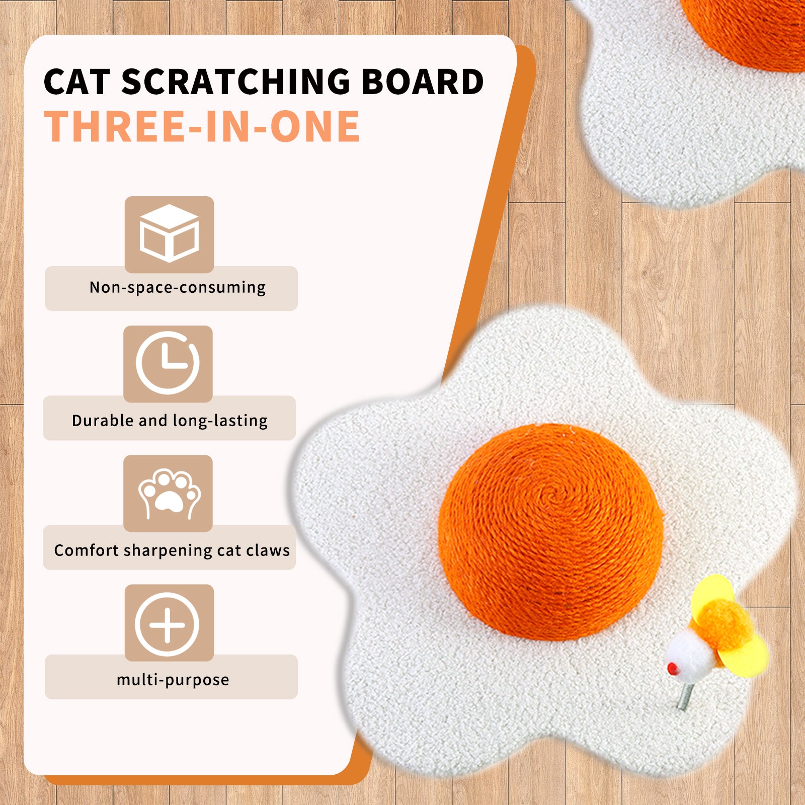 Three-in-one Cat Scratcher Space-saving Design Pets dealsniper-net