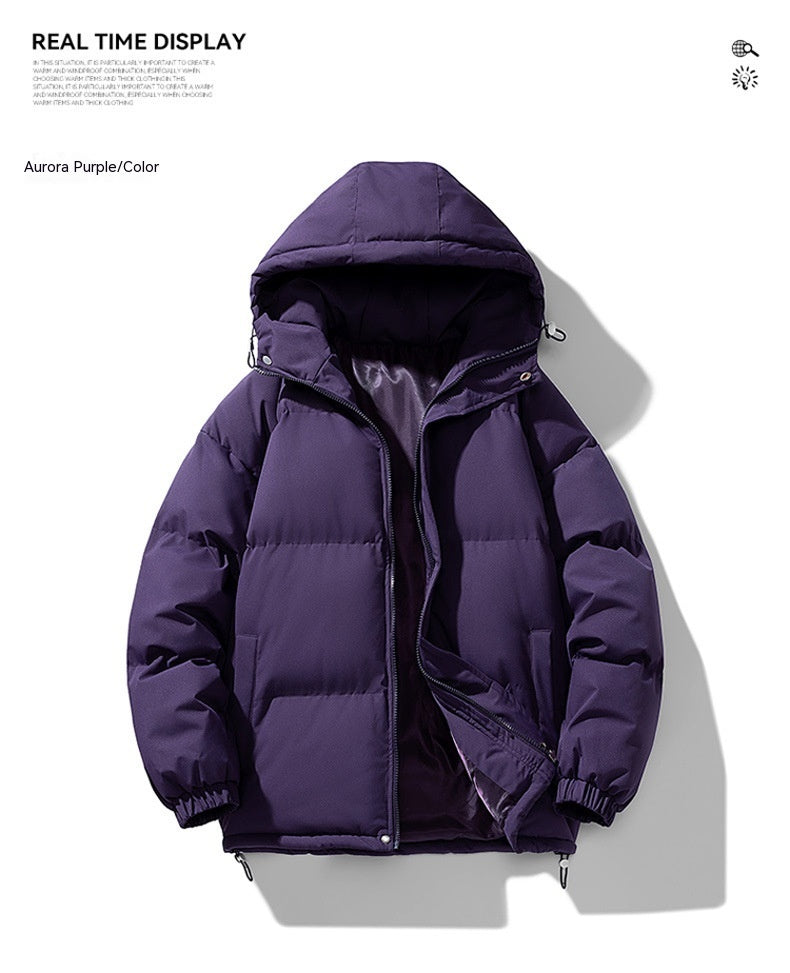 Men's Hoodie Coat Winter Fashion Solid ZIp-up Thickened Jacket Men null Aurora Purple S