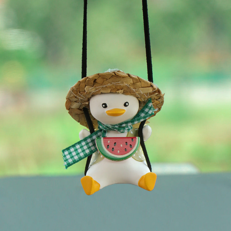 Car Pendant Cute Anime Little Duck Swing Auto Rearview Mirror Vehicle dealsniper-net Watermelon green duck