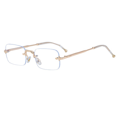 New Style Frameless Metal Temple Sunglasses For Men And Women Men Gym From House C7 gold white flat outer blue