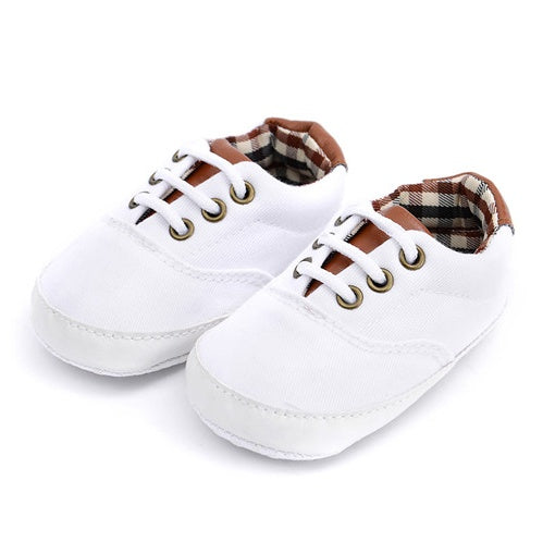 Solid color casual lace soft bottom baby canvas shoes