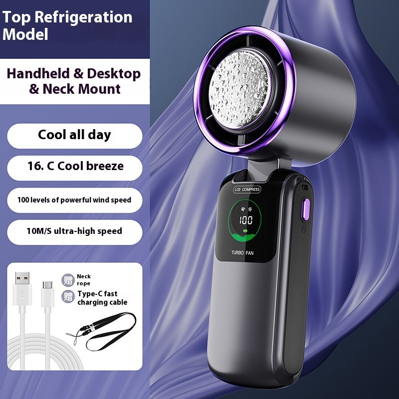 New Ice Pack High-Speed Handheld Folding Mini Fan Electronics Gym From House Dark Gray 4000mAh