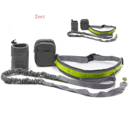 Adjustable Hands Free Dog Leash Pets dealsniper-net Gray Q2set