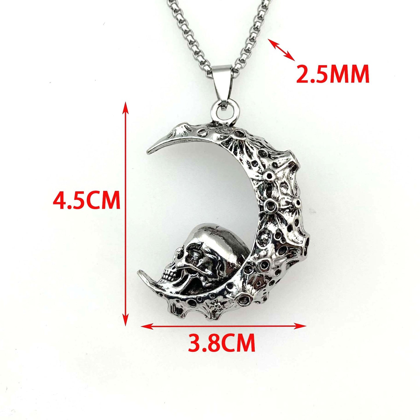 Big Stainless Steel 3D Moon Skull Pendant Biker Punk Jewelry dealsniper-net