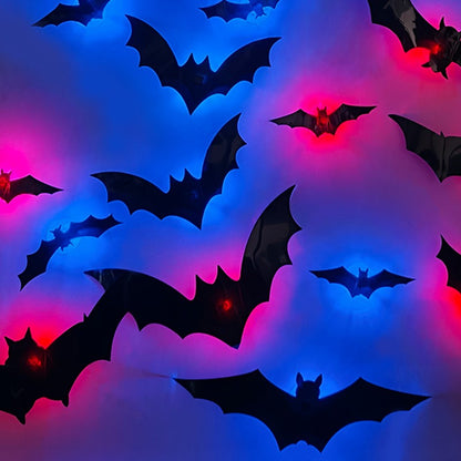 12-36pcs Bats Wall Decor Halloween Decorations With LED Lights Holidays DealSniper.net