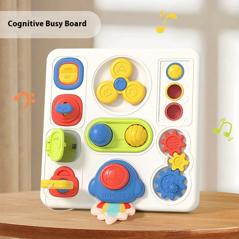 Baby Cognitive Sound And Light kids toys Gym From House Busy Board English Color Box